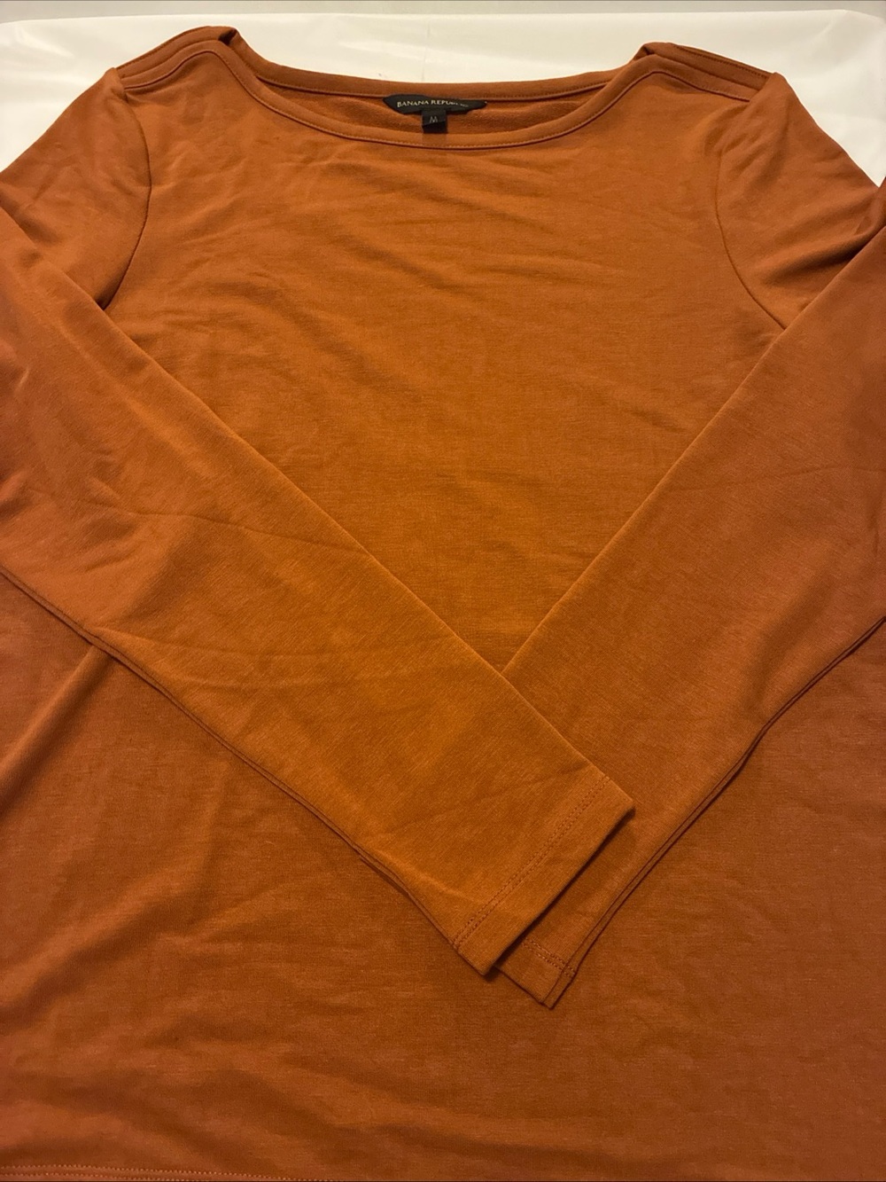 Banana Republic Women's Long-Sleeve Crewneck Tee in Burnt Orange